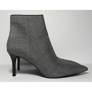 NEW Cabi Dandy Glen Plaid Black & Gray Stiletto Ankle Booties Women's Size 9M